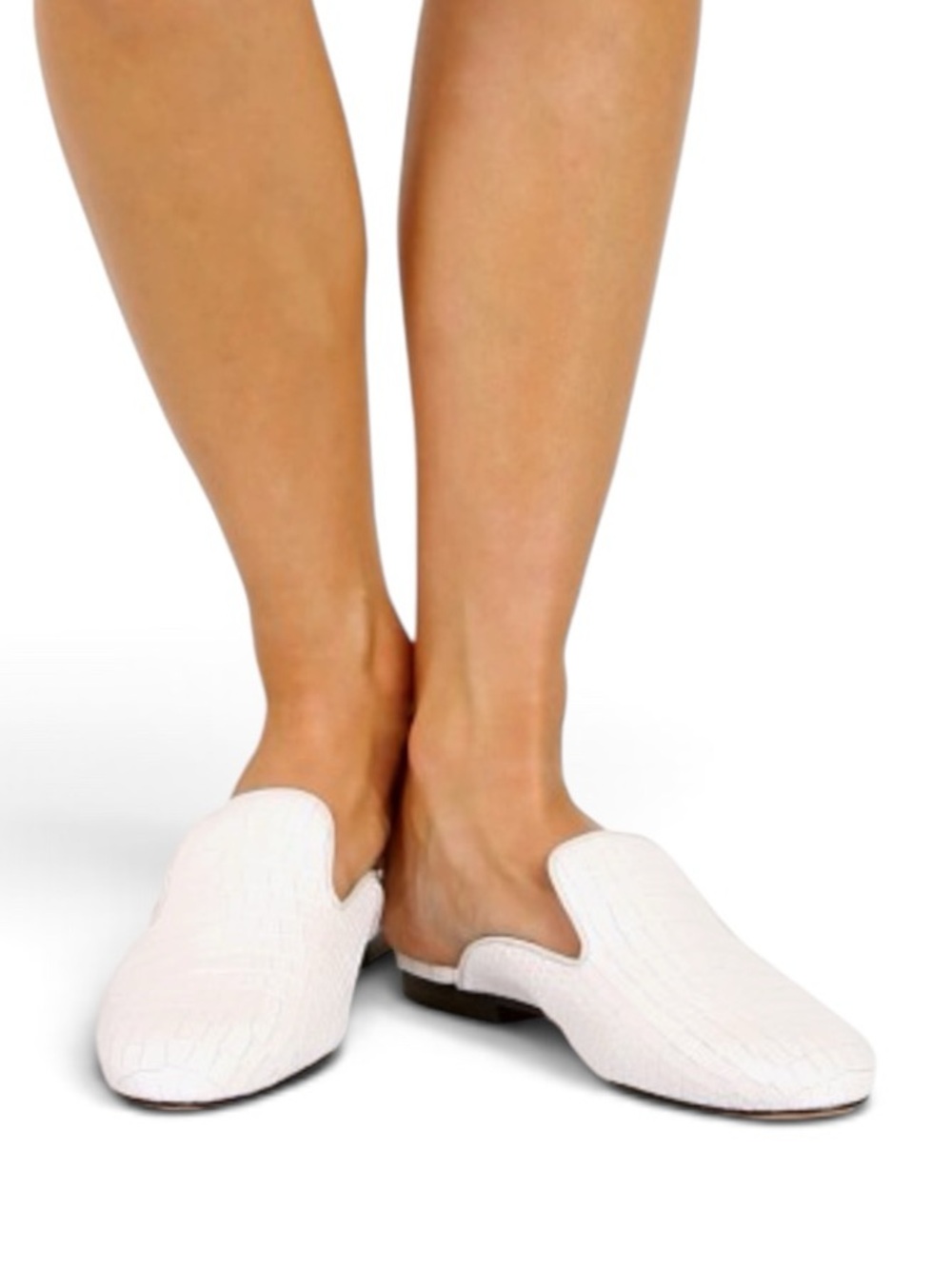 Schutz Avamel White Leather Croc Embossed Mules